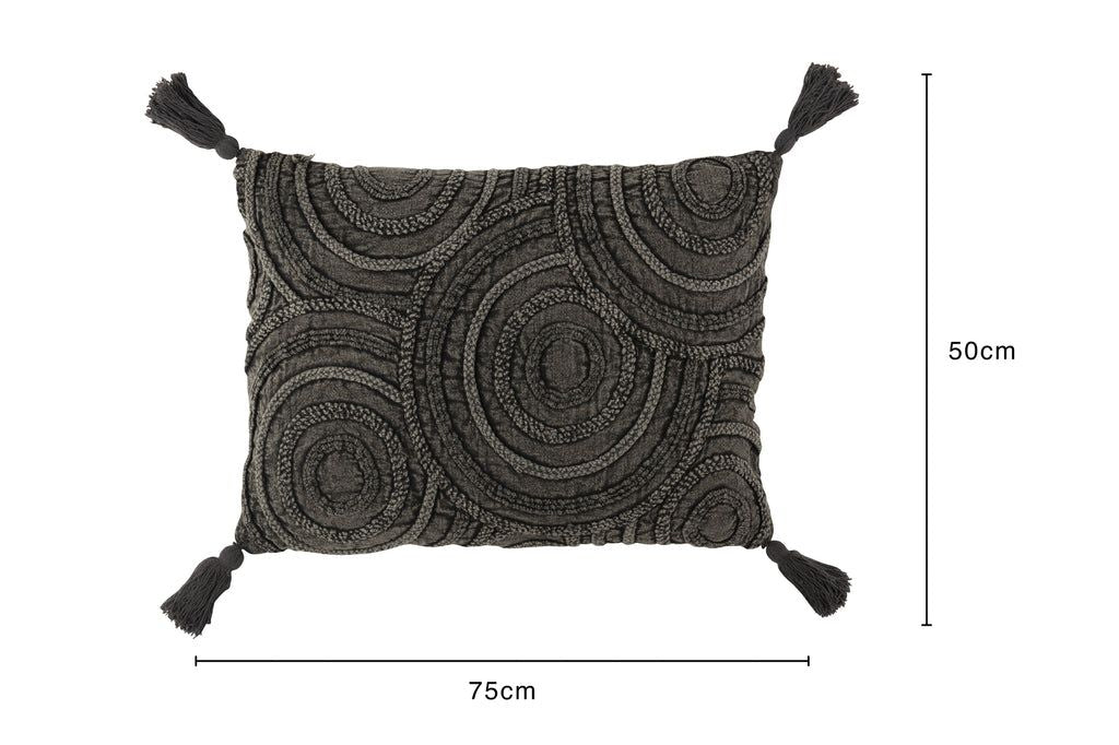 Cushion Circle Cotton Rectangle Dark Grey - vivahabitat.com