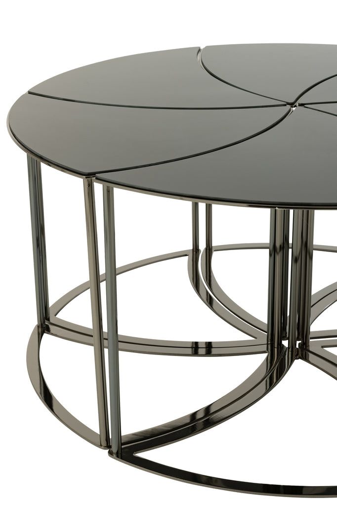 Set Of 6 Tables Tornado Gold Metal/Glass - vivahabitat.com