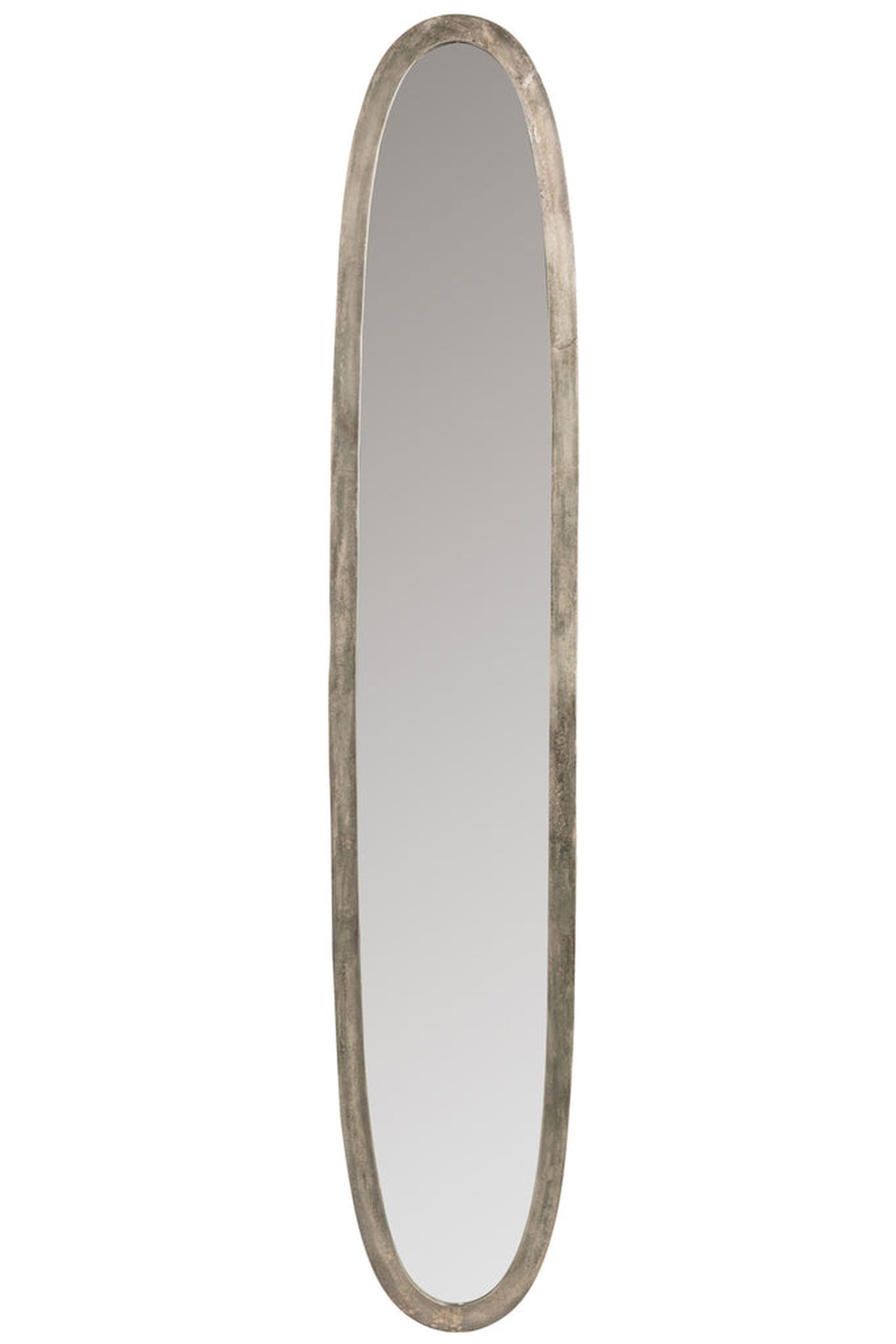 Mirror Oval Aluminium/Glass Antique Grey Large - vivahabitat.com