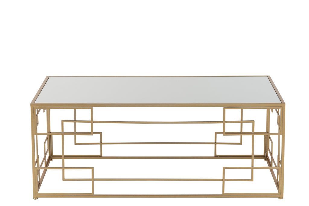 Coffee Table Lines Metal/Glass Gold - vivahabitat.com