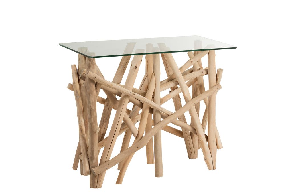 Console Rectangle Branch Wood/Glass Natural - vivahabitat.com