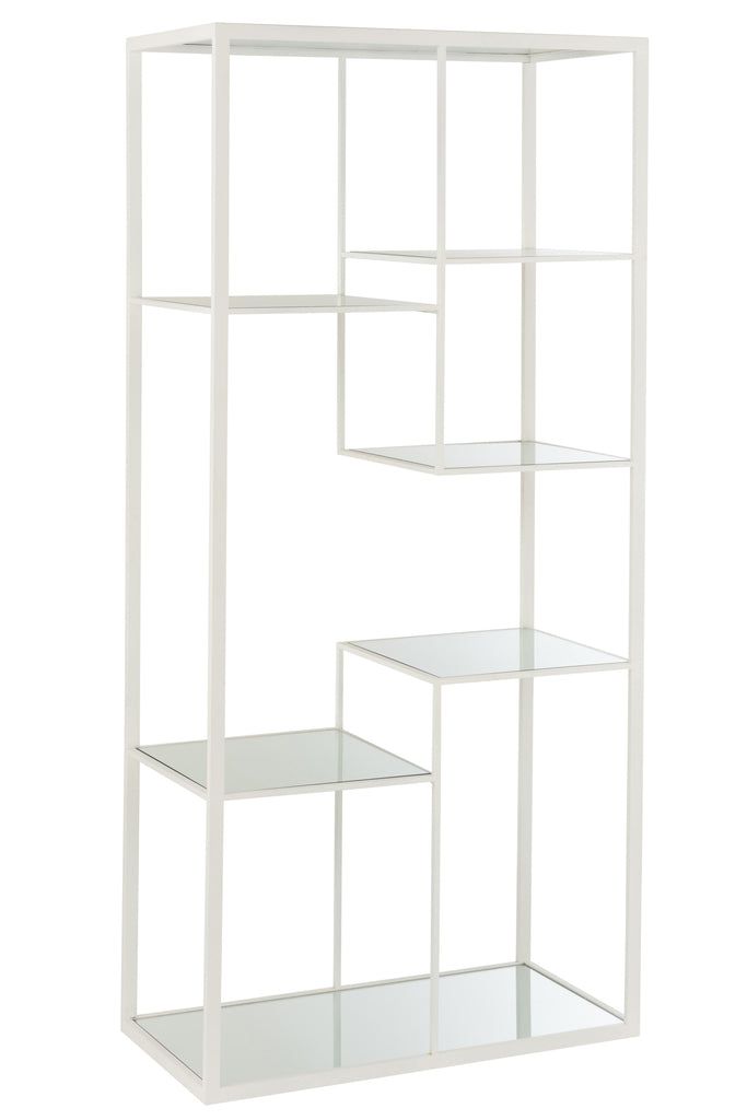 Rack 5 Shelves Metal/Glass White - vivahabitat.com