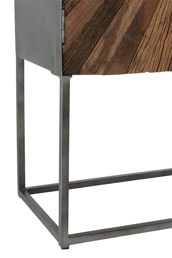Bar Cabinet Shanil 2 Doors Wood/Iron Natural/Grey - vivahabitat.com