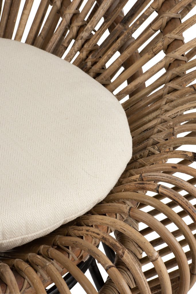 Chair Lounge Vivi With Cushion Rattan/Iron Natural - vivahabitat.com