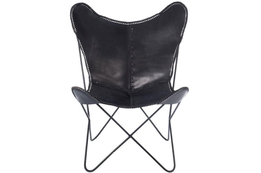 Lounge Chair Leather/Metal Black - vivahabitat.com