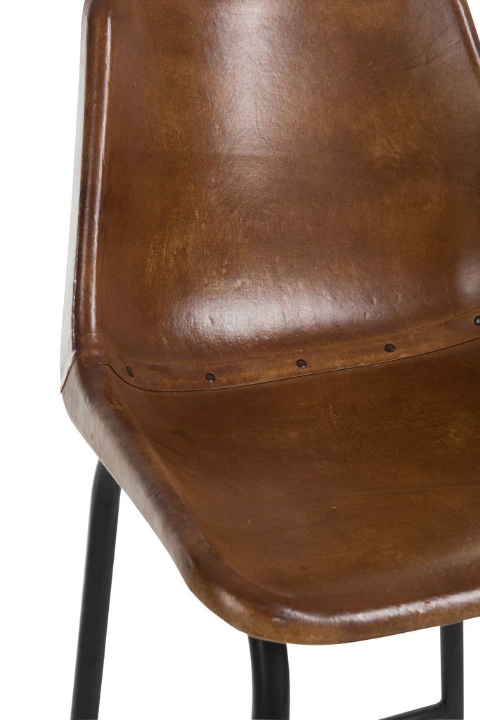 Bar Stool Leather/Metal Brown - vivahabitat.com