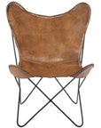 Lounge Chair Butterfly Leather/Metal Cognac - vivahabitat.com