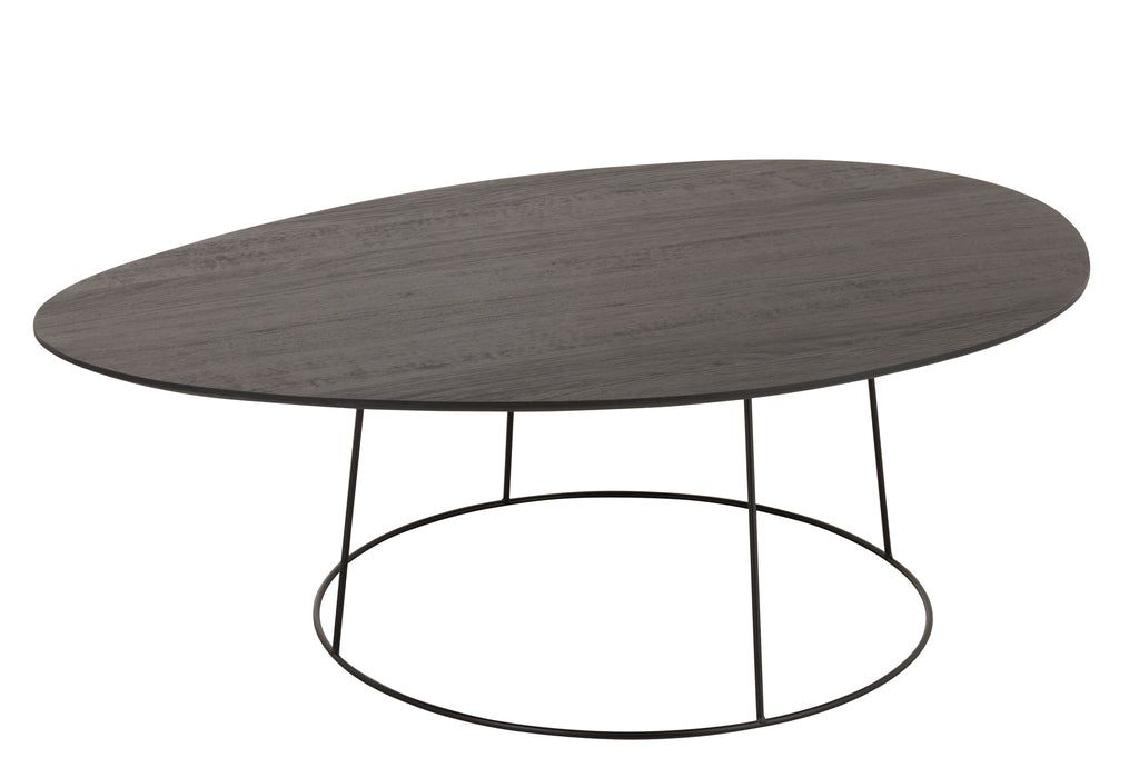 Coffee Table Oval Wood/Metal D Br - vivahabitat.com