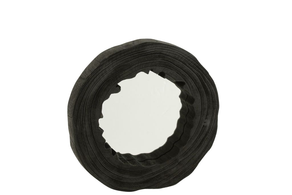 Mirror Irregular Paulownia Wood Black Large - vivahabitat.com