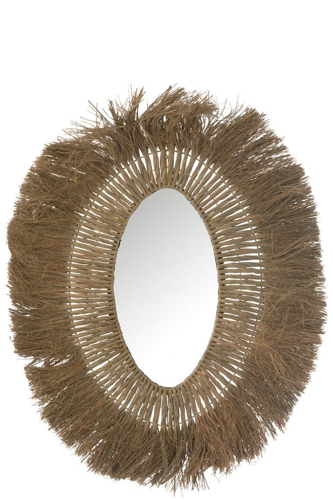 Mirror Oval Braided Grass Natural - vivahabitat.com