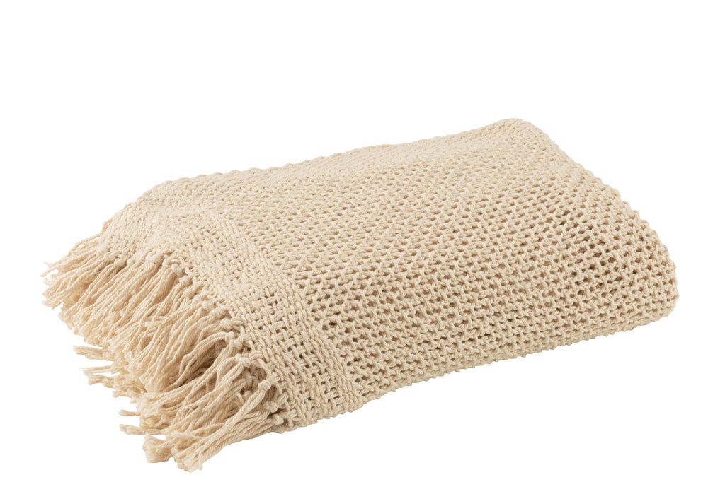 Plaid Knitted Cotton Beige - vivahabitat.com