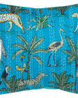 Cushion Exotic Animals/Plants Stitches Cotton Blue - vivahabitat.com