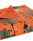 Plaid/Beach Mat Exotic Animals/Plants Stitches Cotton Orange Large - vivahabitat.com