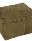 Pouf Cowhair Leather Olive - vivahabitat.com
