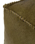 Pouf Cowhair Leather Olive - vivahabitat.com