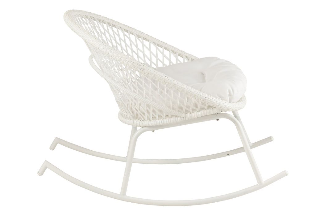 Rocking Chair+Cushion Zayo Metal/Reed White - vivahabitat.com