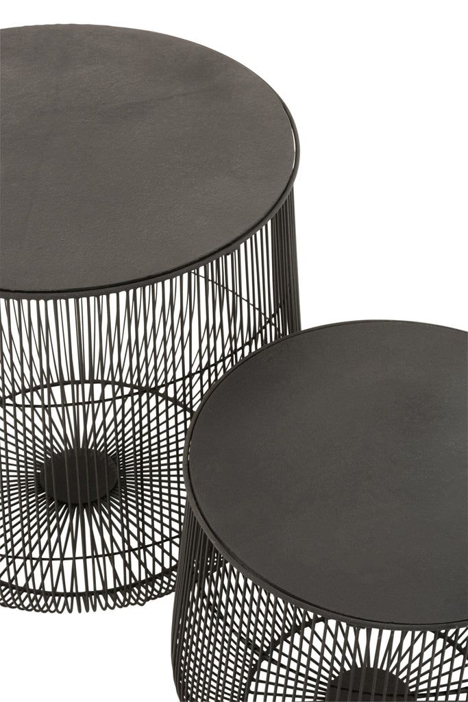 Set Of 2 Sidetables Baskets Metal Matte Black - vivahabitat.com