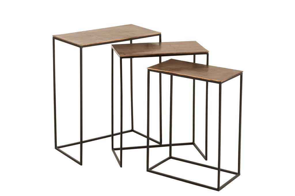 Set Of 3 Side Tables Rectangular Aluminium Rust - vivahabitat.com