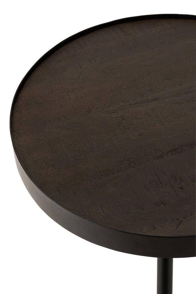 Side Table Fien High Mango Wood Iron Dark Brown Black - vivahabitat.com