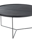 Side Table Round Wood Metal Dark Brown Large - vivahabitat.com