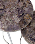 Set Of Two Sidetables Amethyst Stone/Metal Purple/Silver - vivahabitat.com