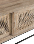 Tv Cabinet 3Sliding Doors Woven Reed Mango Wood Natural - vivahabitat.com
