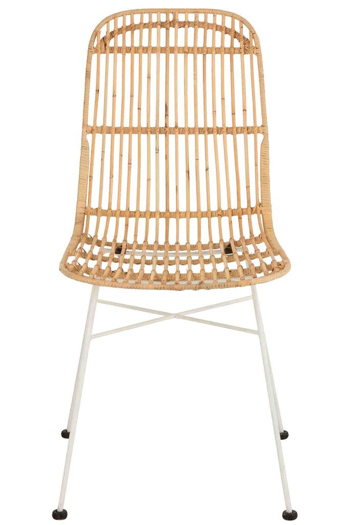 Chair Ema Rattan/Metal Natural/White - vivahabitat.com