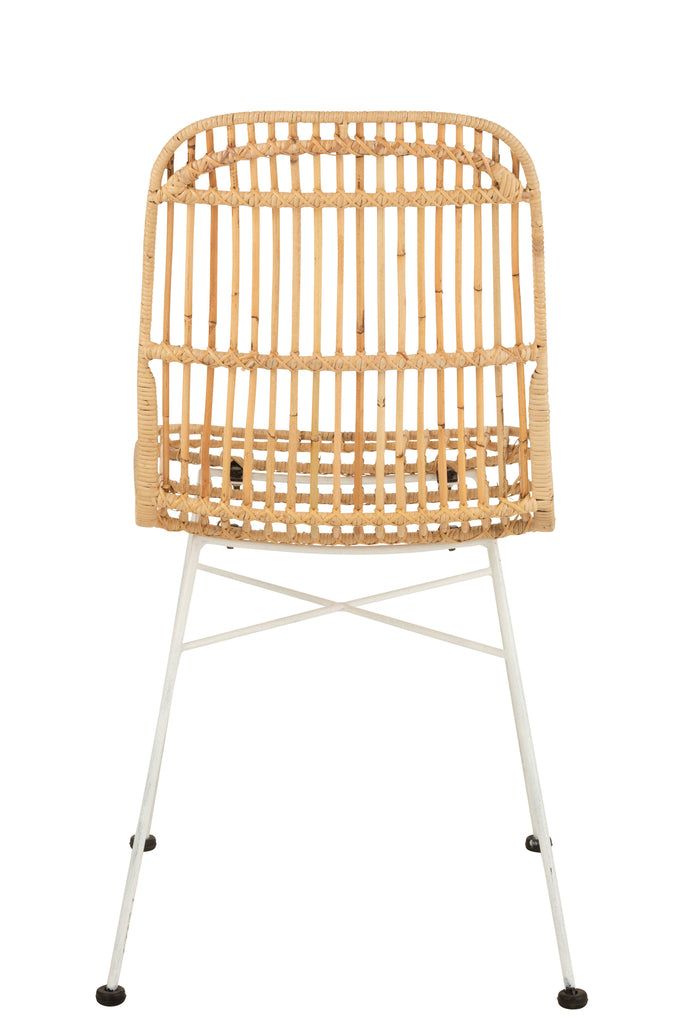 Chair Ema Rattan/Metal Natural/White - vivahabitat.com