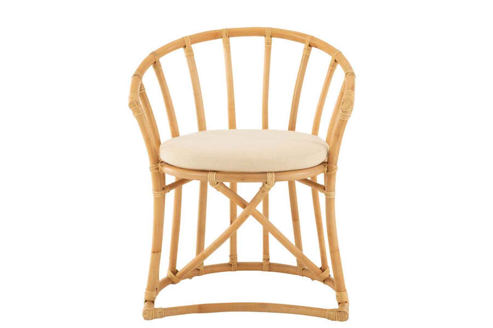 Chair+Cushion Rattan/Textile Natural/White - vivahabitat.com