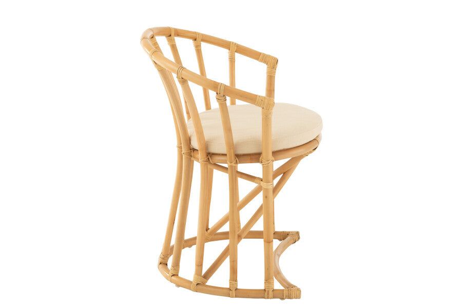 Chair+Cushion Rattan/Textile Natural/White - vivahabitat.com