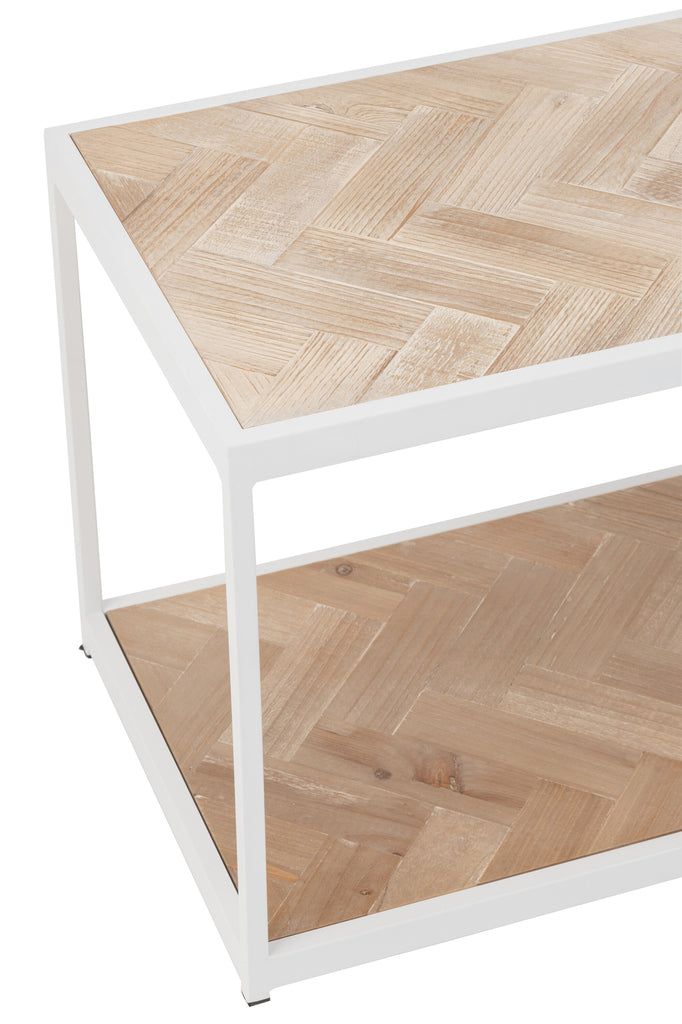 Coffee Table Zigzag Wood/Metal Natural/White - vivahabitat.com