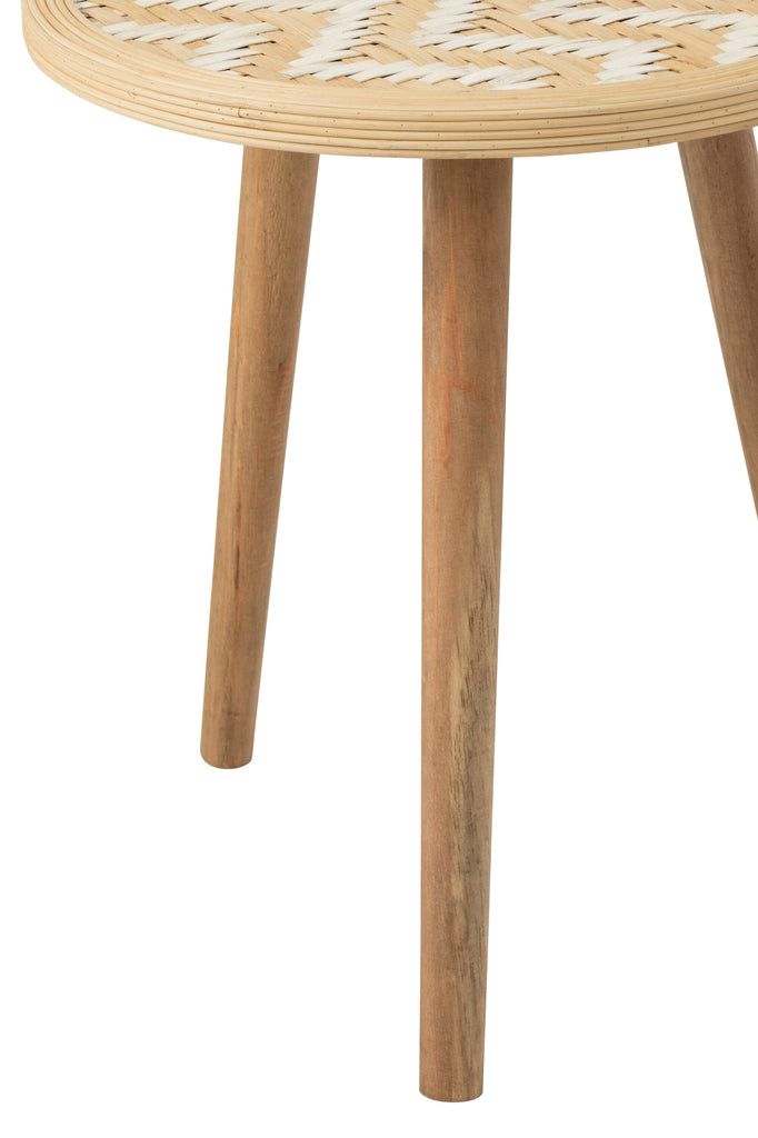 Set Of 3 Sidetable Patterns 3 Legs Bamboo/Wood Natural/White - vivahabitat.com
