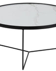 Coffee Table Round Mdf/Iron Black/White Marbled - vivahabitat.com