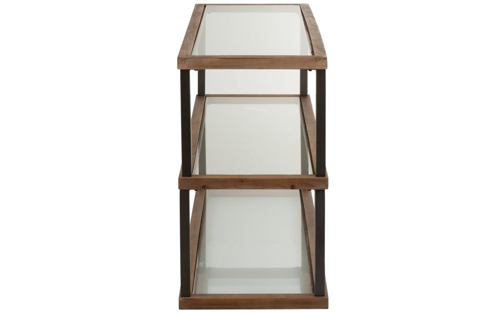 Console 3 Levels Glass/Wood Brown - vivahabitat.com