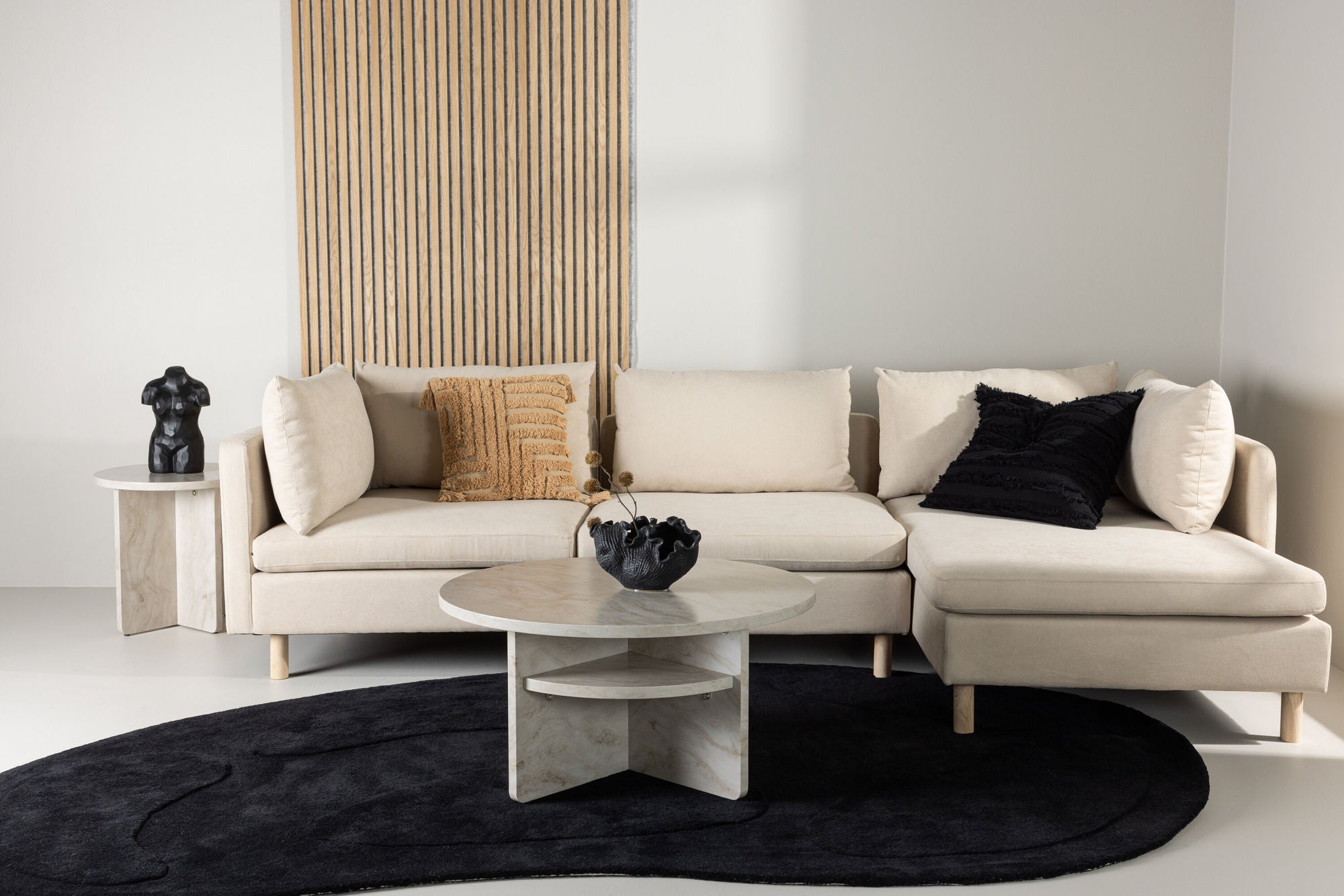 Venture Home Zero 3-seat Sofa - Woodlook / Beige Fabric