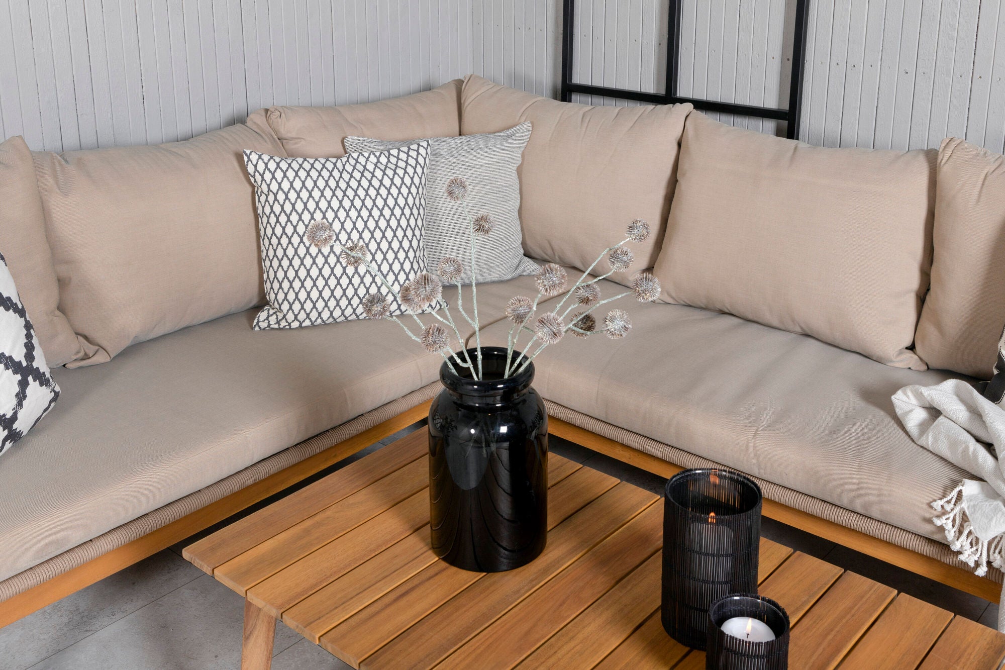 Venture Home Chania Corner sofa - Latte/Acacia