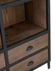 Bookcase 12 Compartments 6 Drawers Wood/Metal Natural/Black
