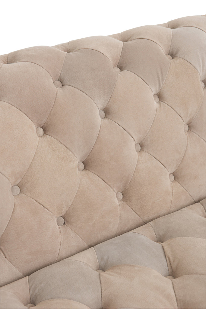 Couch 3 Seats Buttons Suede Beige