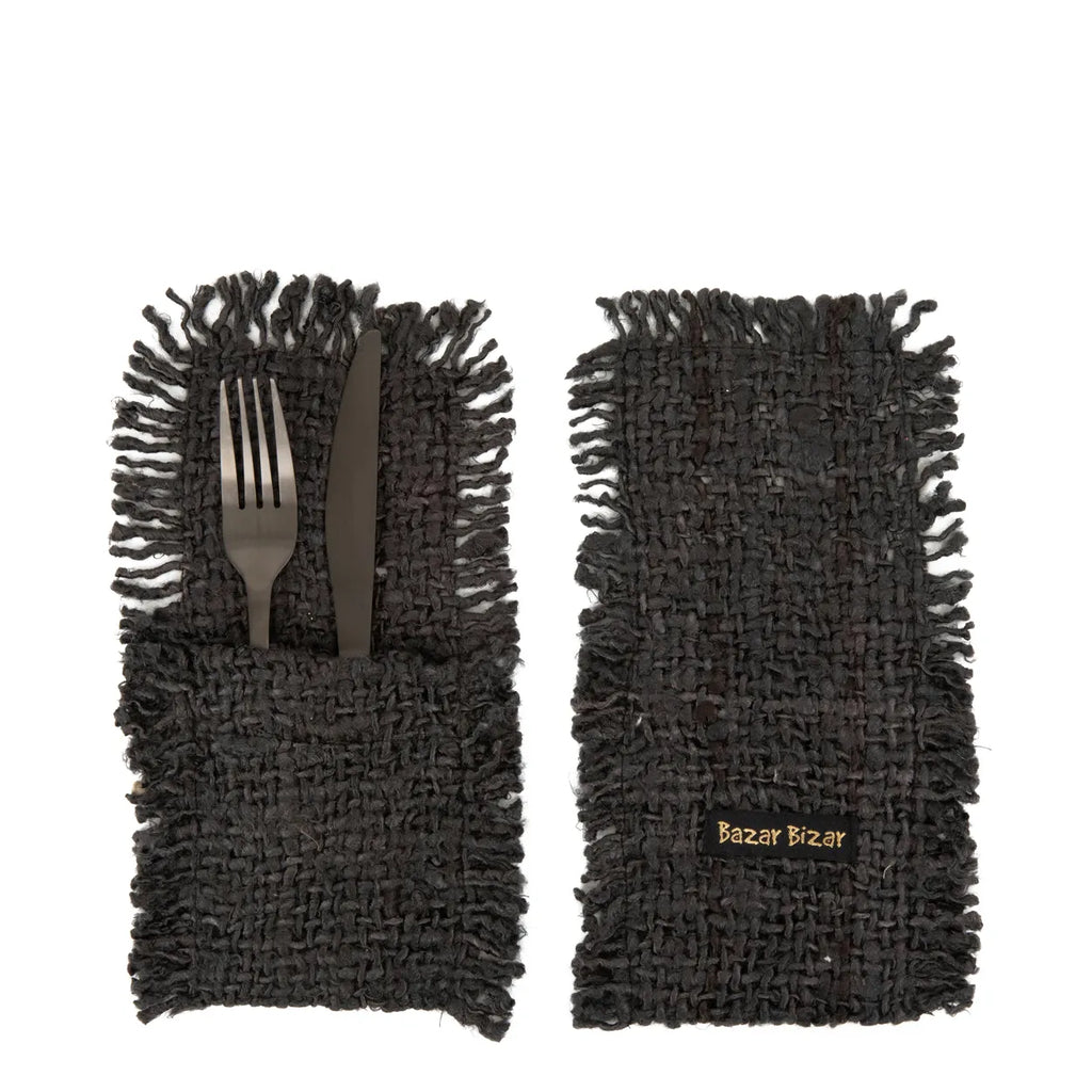 The Oh My Gee Cutlery Bag - Navy Black - Set of 4 -vivahabitat.com