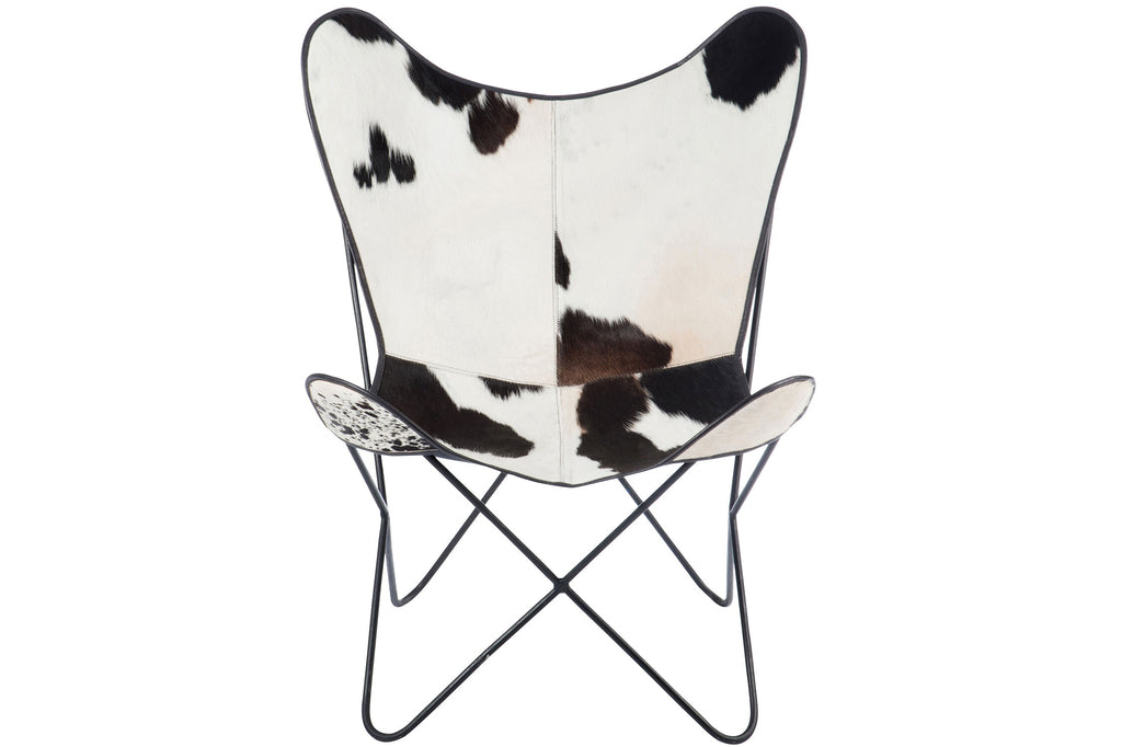 Lounge Chair Cowhide/Metal White/Black