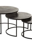 Set 3 Side Tables Round Oxidize Aluminium/Iron Antique Black