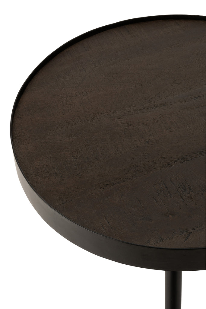 Side Table Fien High Mango Wood Iron Dark Brown Black