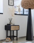 Side Table Molly Exotic Wood/Rattan Black