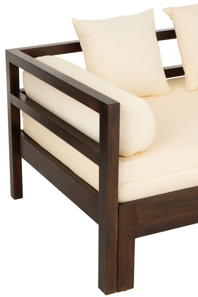 Sofa/Bed Conie Mattress+4Cushions Mango Wood Dark Brown