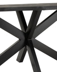 Black wooden dining table with life edge