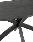 Black wooden dining table with life edge