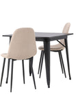 Venture Home Tempe Dining Table - Black / Black MDF +Polar Dining Chair - Black / Beige Boucle _2