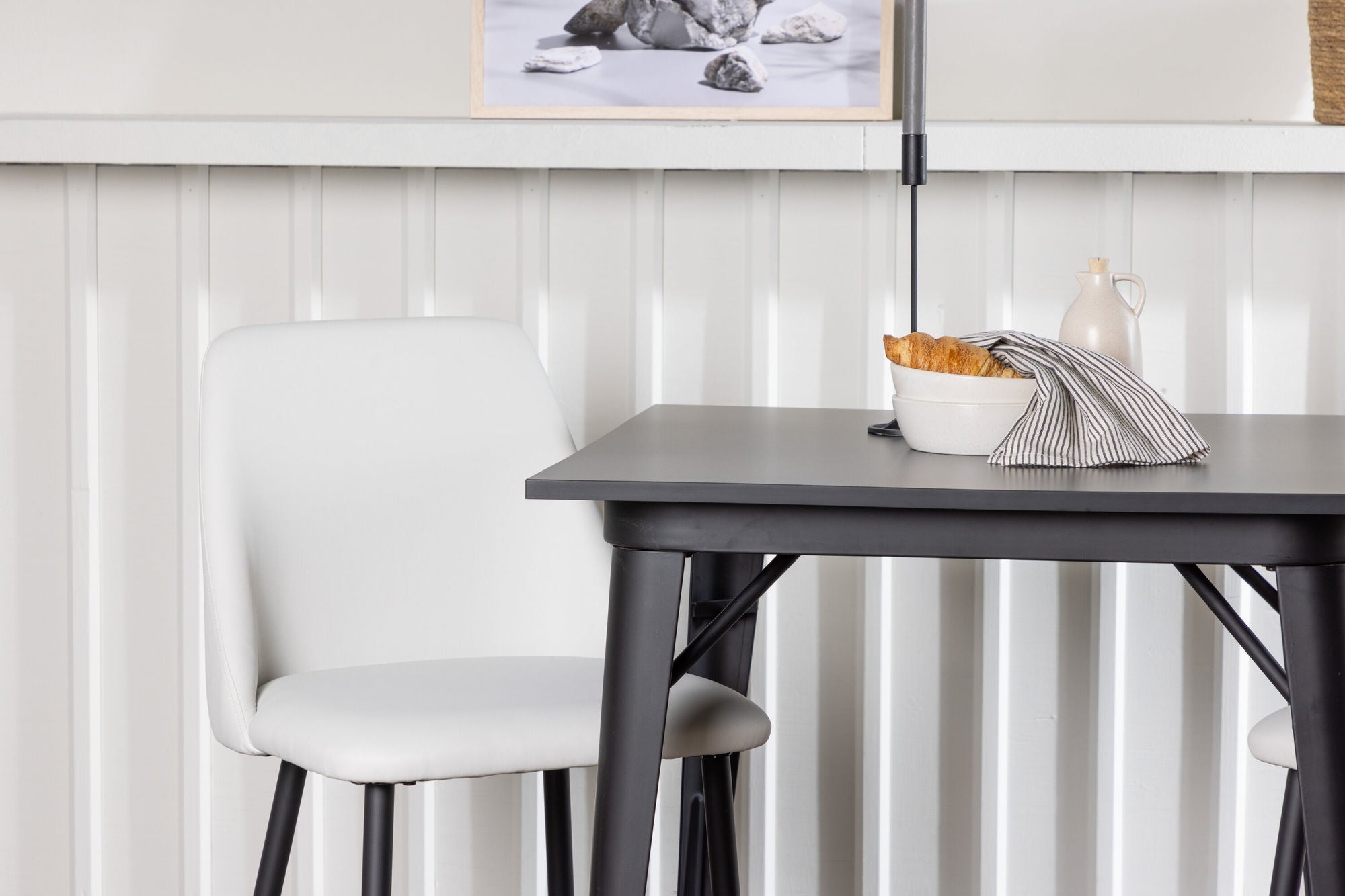 Venture Home Tempe Dining Table - Black / Black MDF +Night Dining Chair - Black / White PU _2
