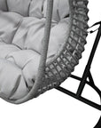 Venture Home Viga Double Hanging Chair - Black Frame / Grey Wicker / Grey Cushion