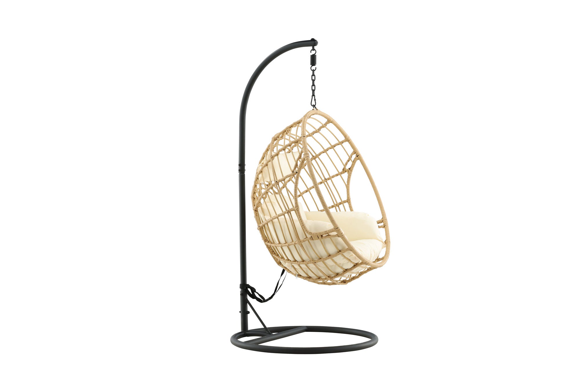 Venture Home Viga - Hanging Chair Round - Black Frame / Natur Wicker / Offwhite Cushion